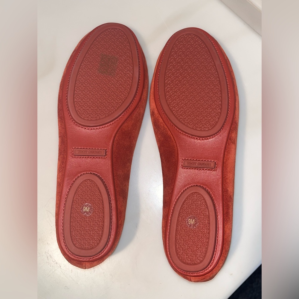NWOT—TORY BURCH Women's Burnt Orange Suede Ballet Flats, Size 9 - Picture 7 of 10